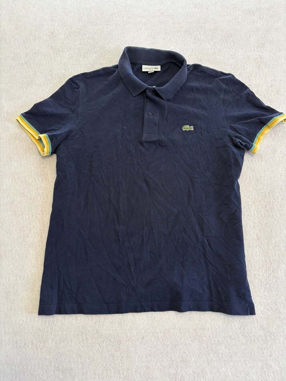 Lacoste men’s polo slim fit striped crocodile gold wear formal shirt